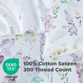 100% Cotton Sateen Printed Duvet Cover Set - 300 Thread Count Luxury Bedding - Ultra Soft & Breathable - 11487